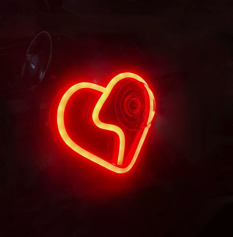 Red Broken Love Heart Shape Car Ambient Light Car Window Led Flashing Light