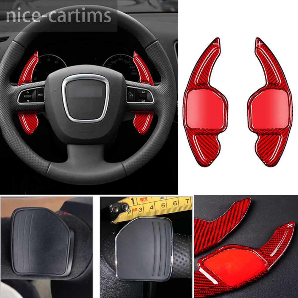 Red Carbon Fiber Steering Wheel Paddles Shifter for Audi A3 A4 A5 A6 S6 Q5 Q7 TT