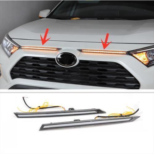 for Toyota RAV4 19-2023 Car Hood LED Light Driving Turn Signal dynamic Brake 2X