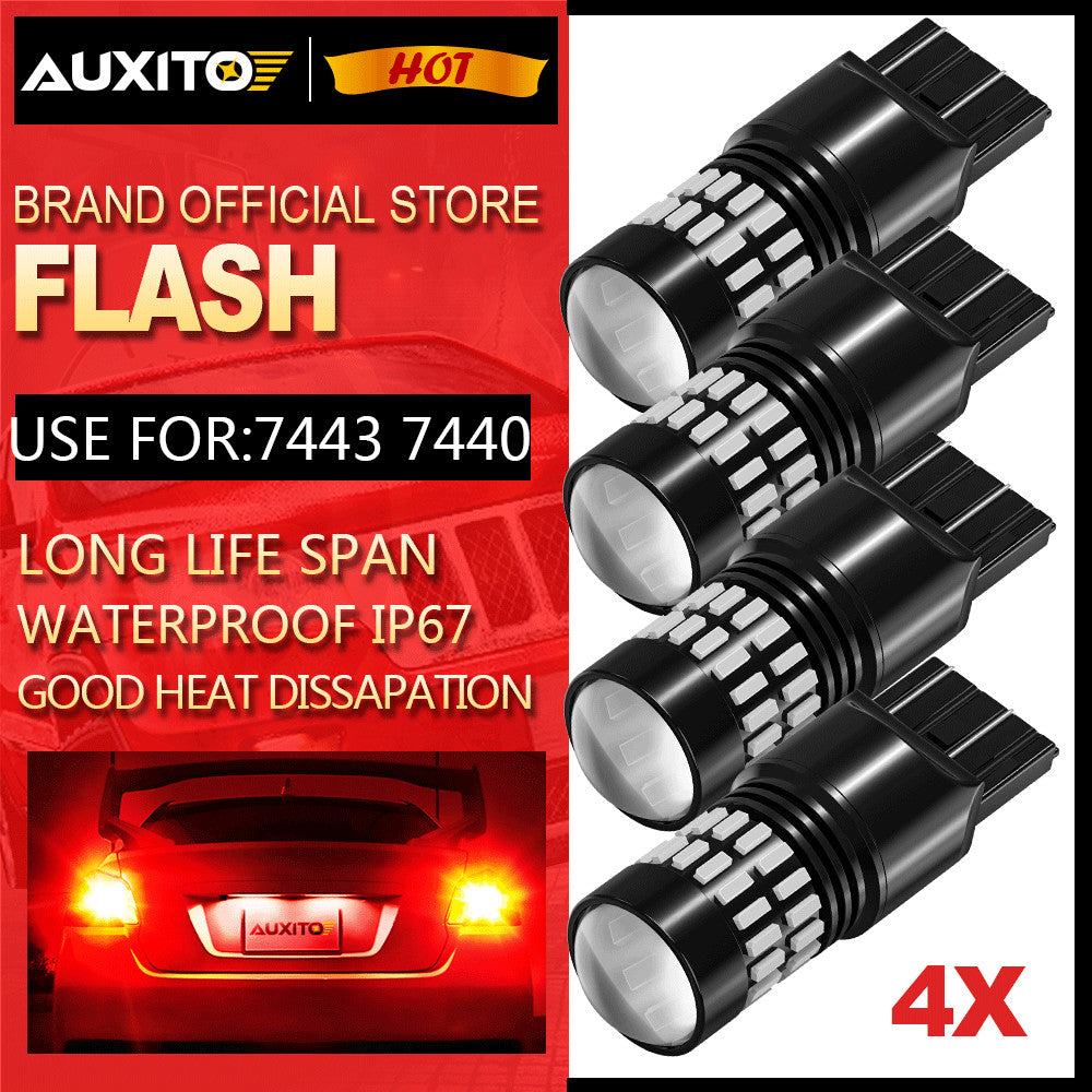 Limo Plus Super Red 7443 7440 Warning Flasher Flasher LED Brake Tail Light Bulb - v