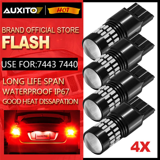 Limo Plus Super Red 7443 7440 Warning Flasher Flasher LED Brake Tail Light Bulb - v