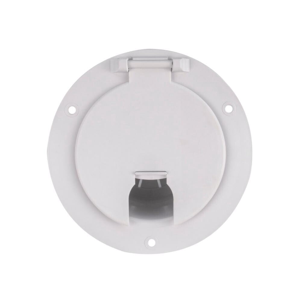 For RV Camper Trailer Flip Up Round Power Cable Cord Hatch Cover Polar White NEW Q
