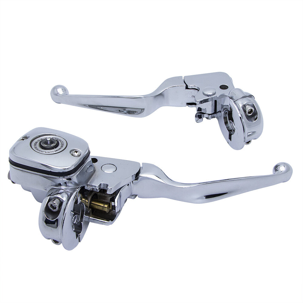 Chrome Brake Clutch Lever Pump Master Cylinder for Harley Softail Deluxe Fat Boy Q
