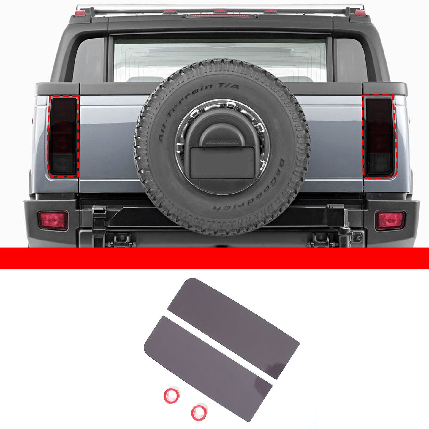 Suitable for 2003-2009 H2 for HUMMER SUT smoked taillight cover trim - n