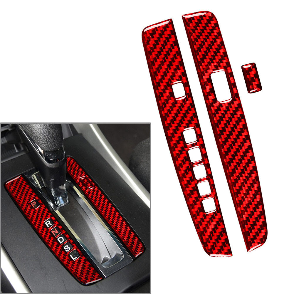 Red Carbon Fiber Interior Gear Shift Cover Trim for Honda Accord 2013-2017
