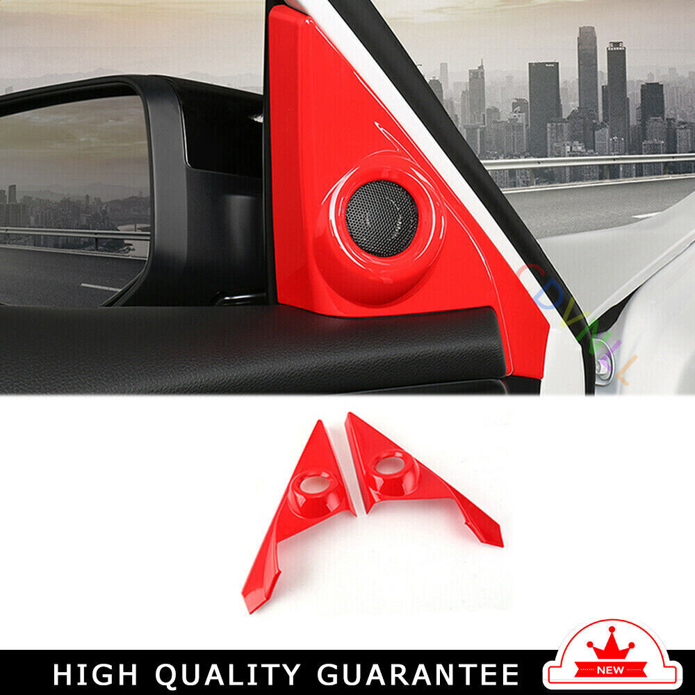 A Post Speaker Frame Cover Trim 2 Fit for Honda for Civic 10th 2016-21 Bright Red
