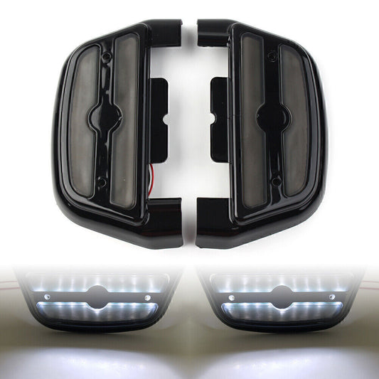 Black LED Light Passenger Footboard Cover for Harley Touring Road King