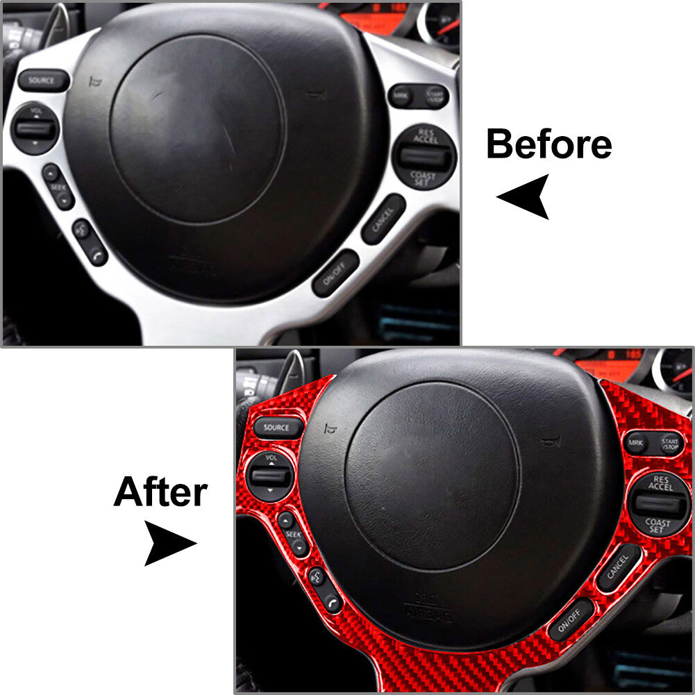 Fit for Nissan GTR R35 2008-2016 Steering Wheel Button Frame Cover Trim Red Car Auto