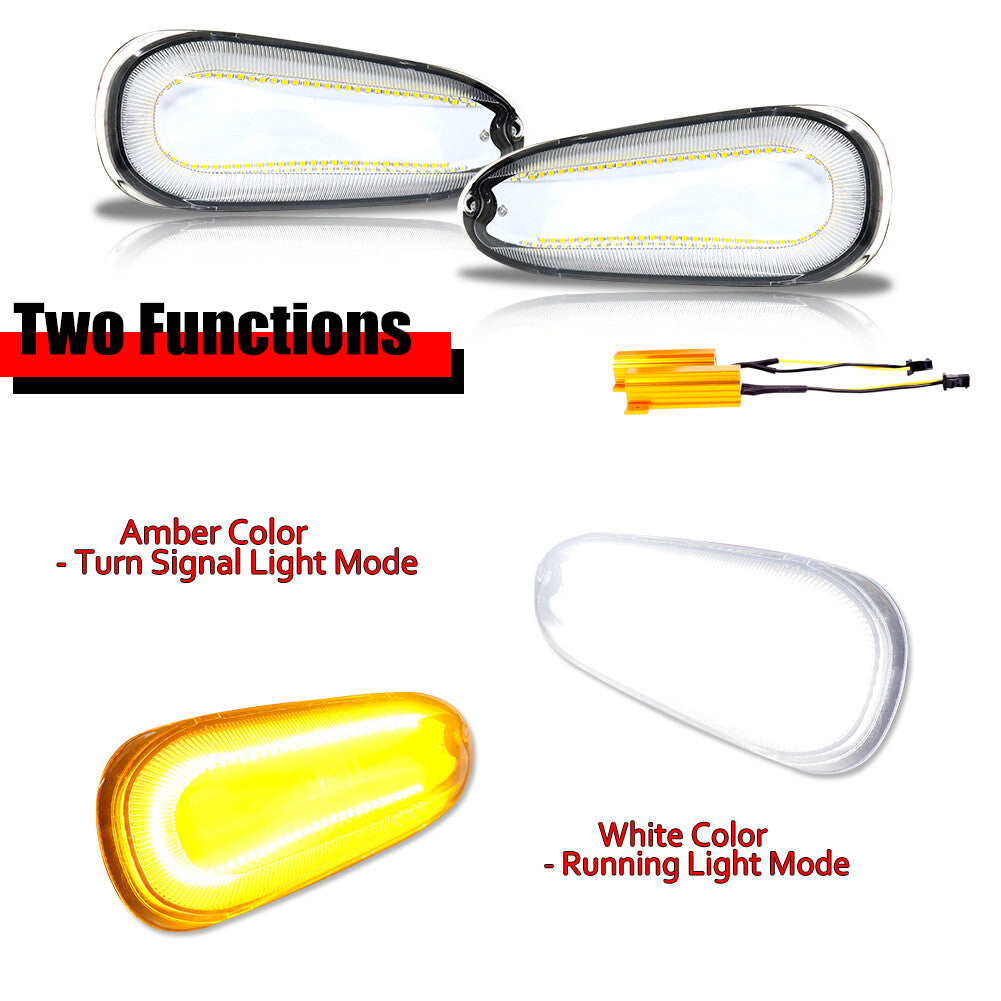 For 1994 - 98 for 3000GT Clear for CHRome Lens Amber Signal White DRL Lights X2- v