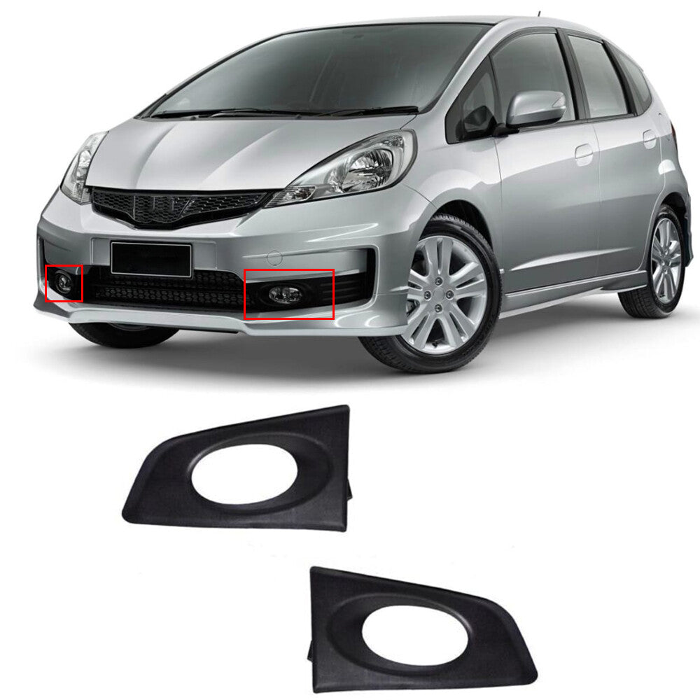 A pair of black front fog light covers for Honda JAZZ/FIT GE6 GE8 2009 2010 2011 models (LHRH-).