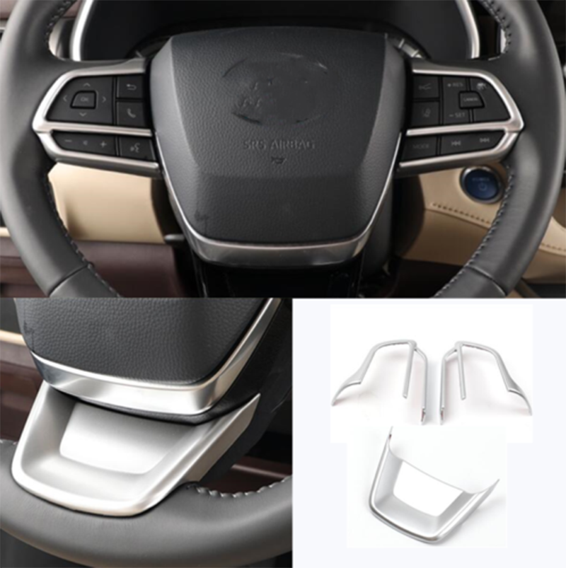 for Toyota Highlander 2020-2022 Silver Interior Steering Wheel Button Cover Trim