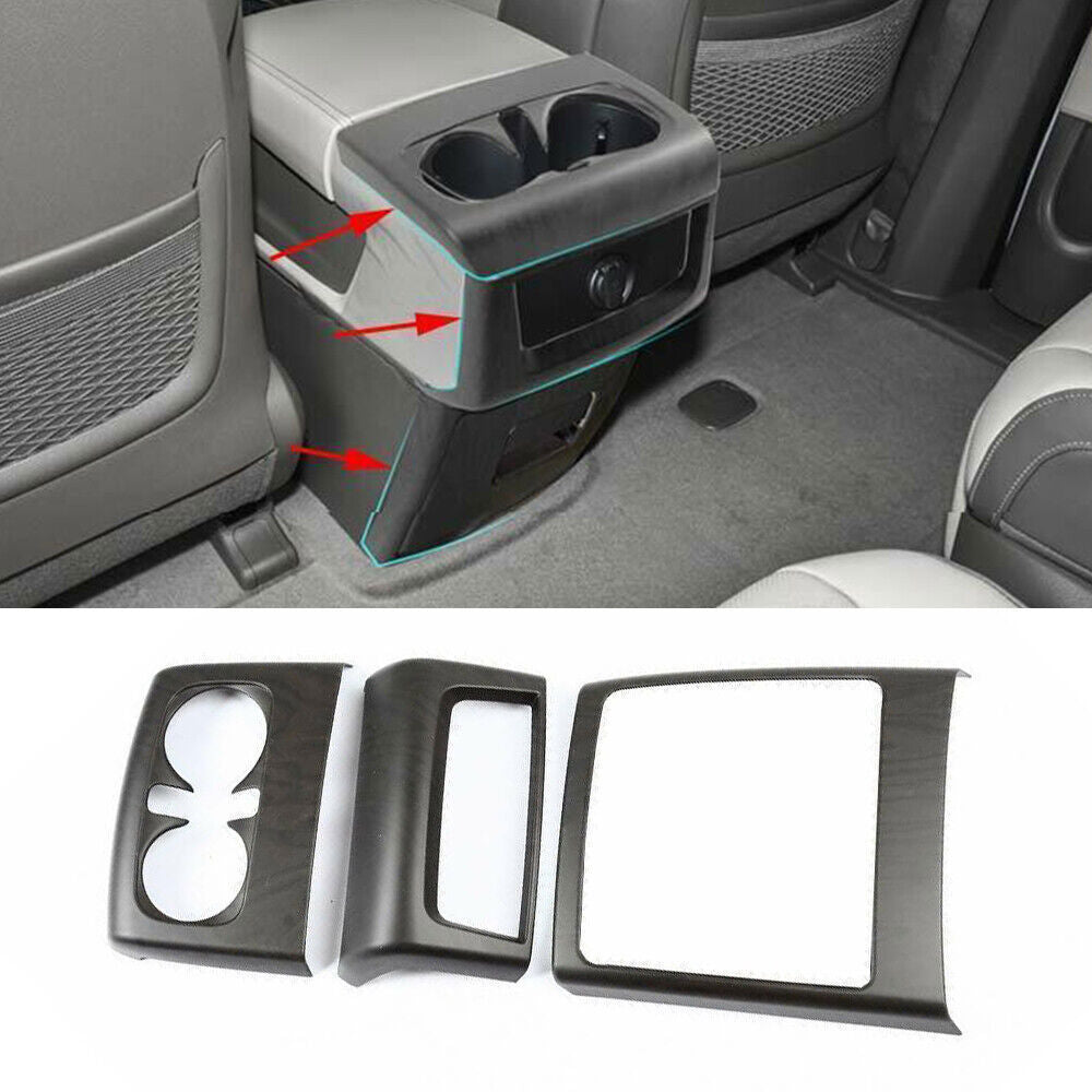 for Kia Carnival 2022-2023 Wood Grain Rear Armrest Cup Holder Cover Trim Kit 3x