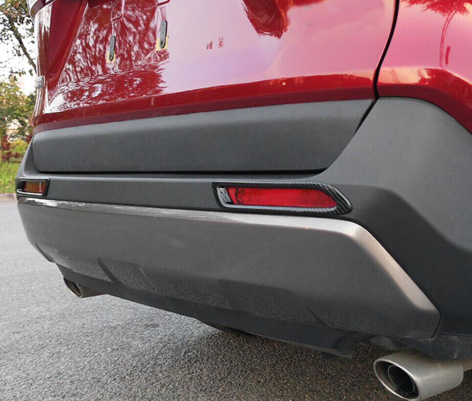 Carbon Fiber Style Rear Bumper Tail Fog Light Cover Trim for Toyota RAV4 2019-22