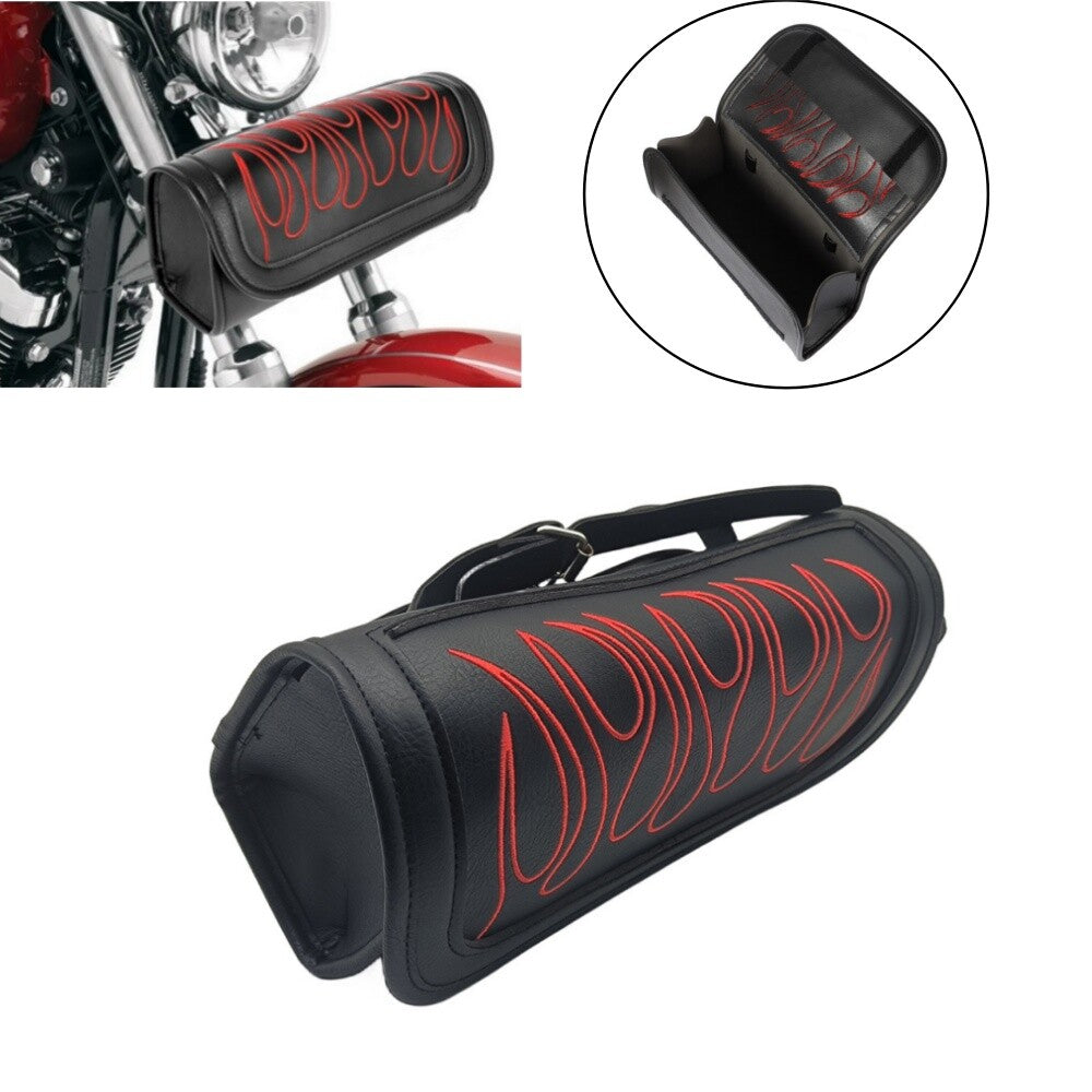 Motorcycle Fork Tool Bag PU Leather SaddleBag Storage Pouch Luggage Handlebar