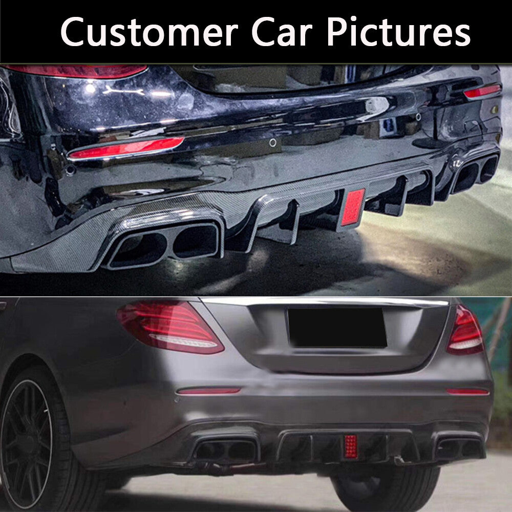 for Benz W213 E300 Sport E43 E53 E63 AMG Rear Bumper Diffuser Lip W/Exhaust Tips