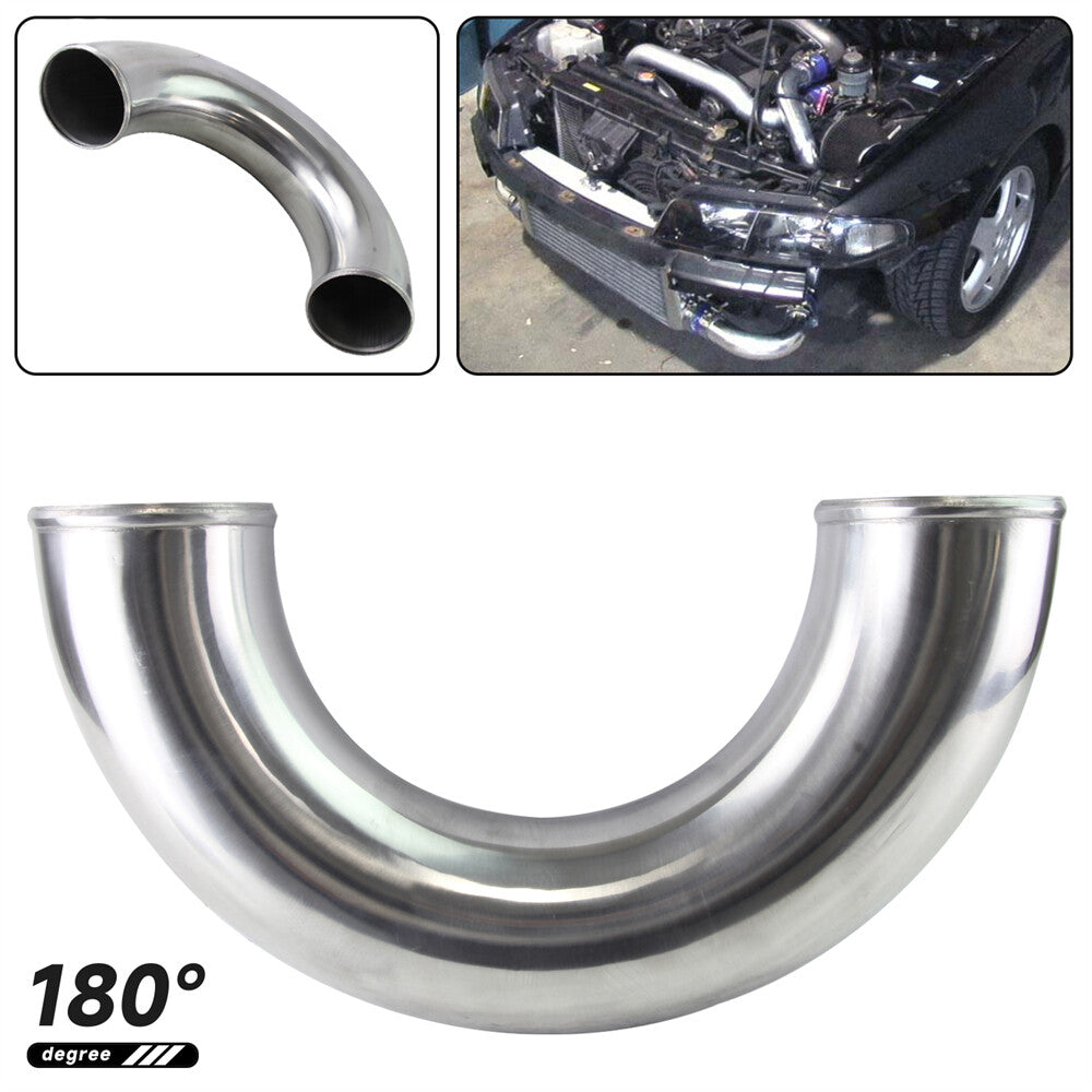102mm 4 180 Degree Aluminum Intercooler Intake Pipe Piping Tube Hose Silver