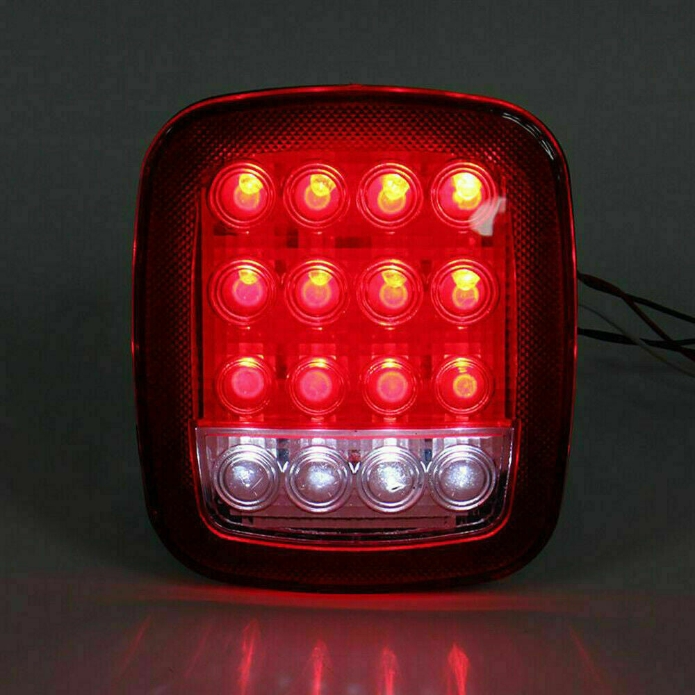 2X for Jeep for Wrangler JK TJ CJ YJ Square Stop Turn Tail backup 16LED Marker Light