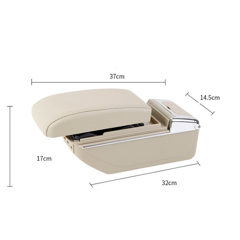 7 USB charging car center console armrest storage box with light-up cup holders - n