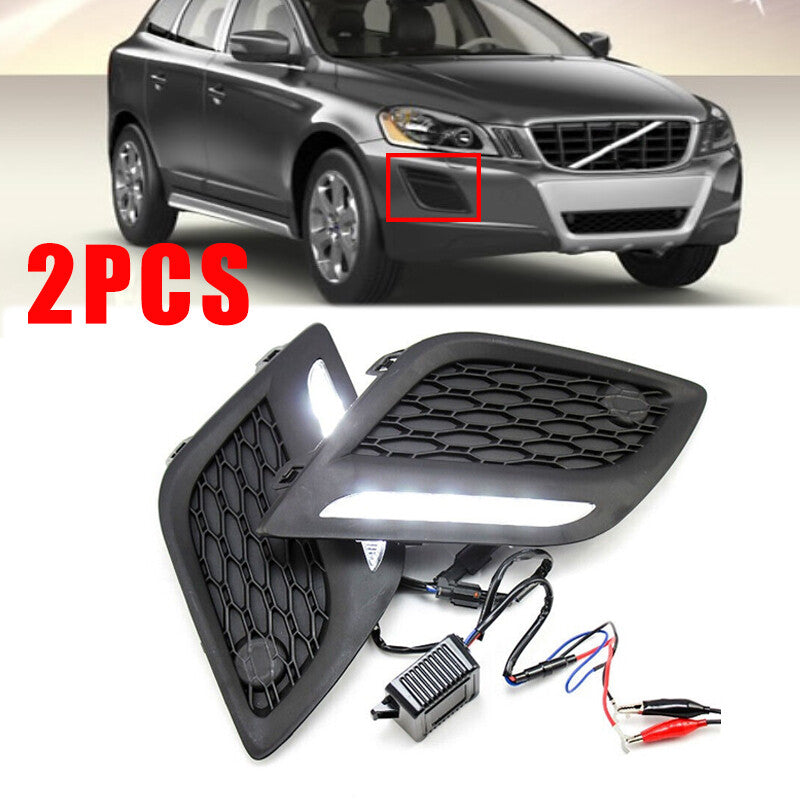 2Pcs for Volvo XC60 2011-2013 Left Right LED DRL Daytime Light Fog Lamp