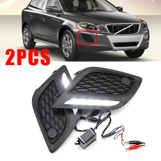 2Pcs for Volvo XC60 2011-2013 Left Right LED DRL Daytime Light Fog Lamp