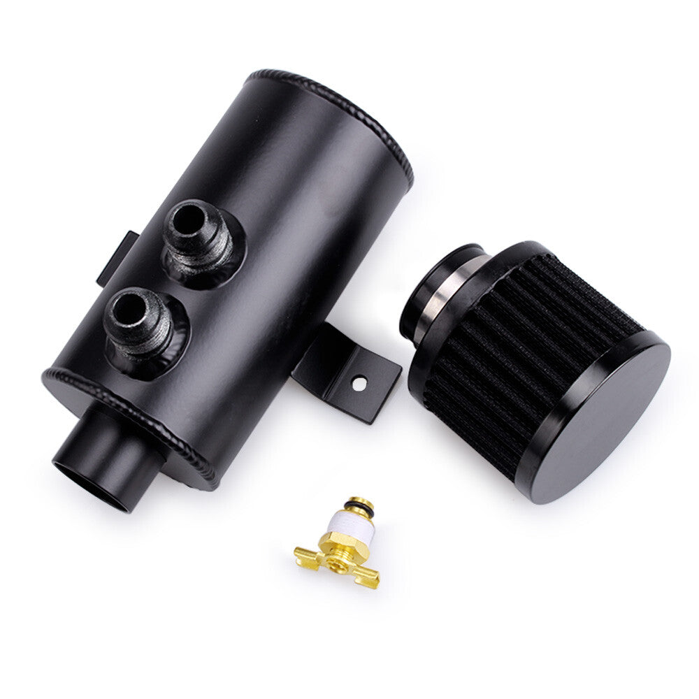 Aluminum 10AN Oil Catch Can Reservoir Tank +Breather Filter Baffled Kit Black US