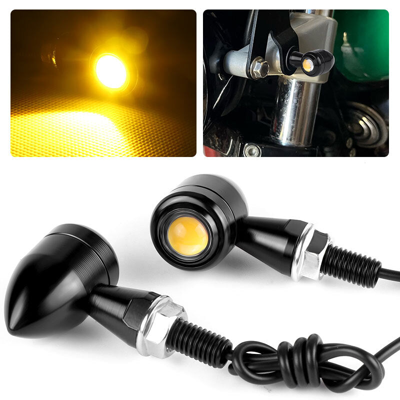 2X Motorcycle LED Bullet Turn Signals Light Blinker Amber Indicator for Mini Lamp