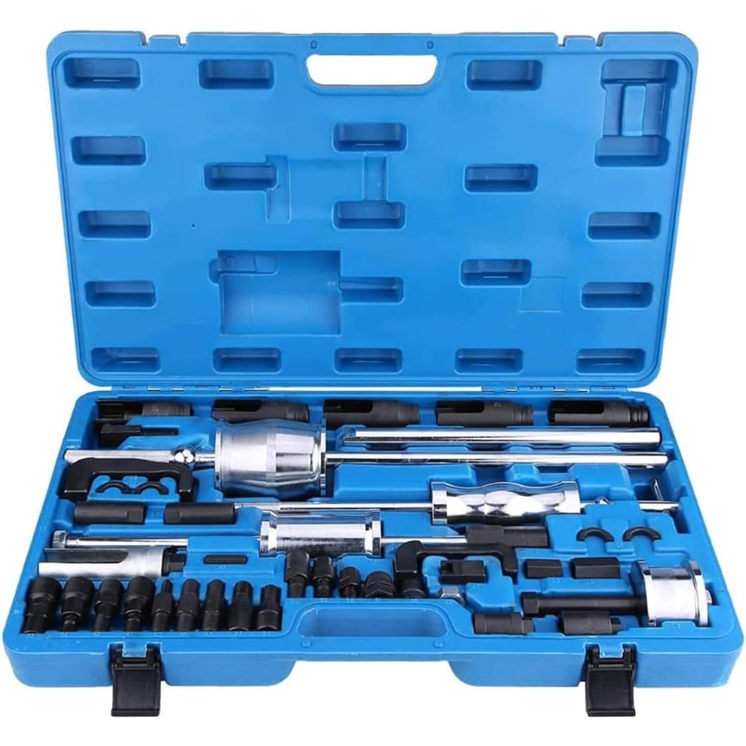 40-piece pack of Master diesel injector extractors, common rail adapter pullers, and slide weights.