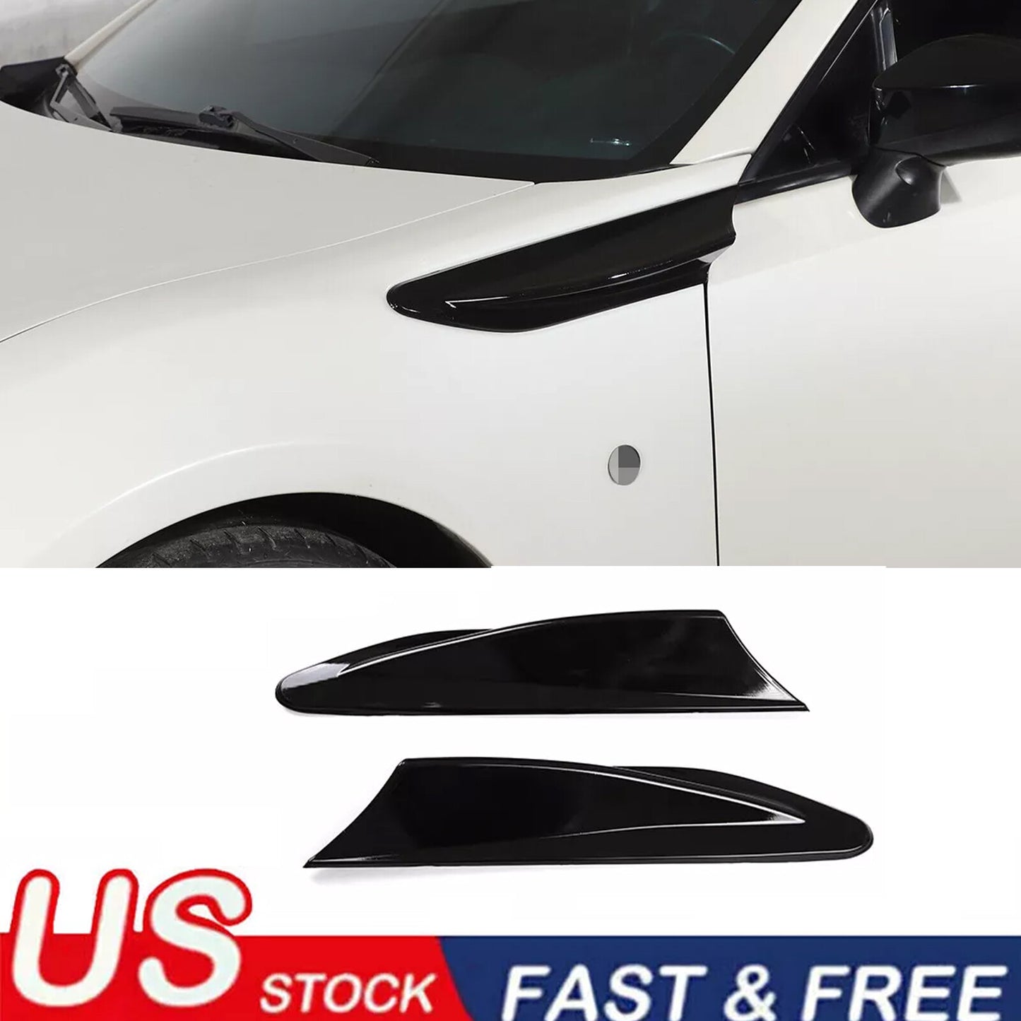 Black side fender vent fin trim for 86 for Subaru BRZ 2012-21 for Scion -S n
