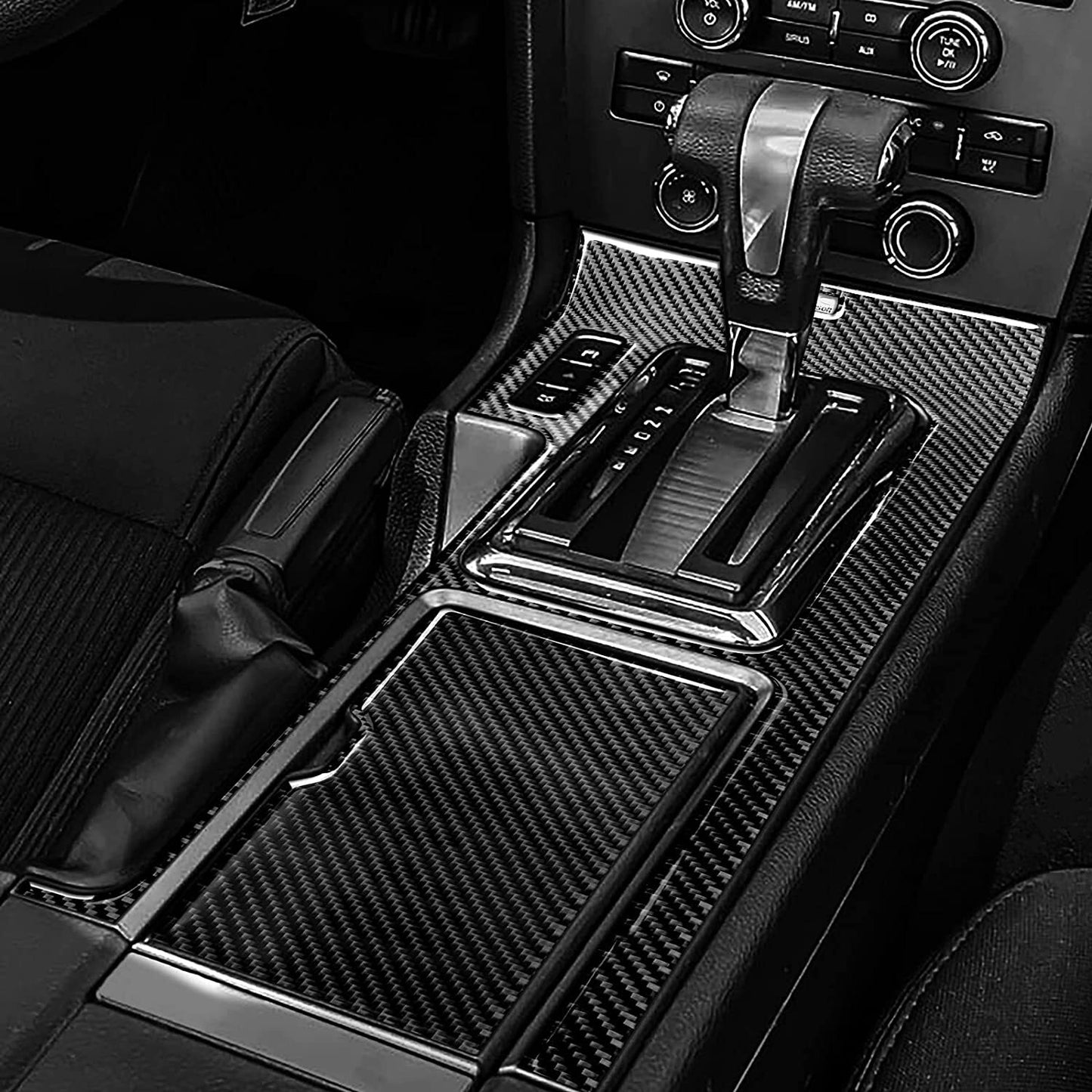 for ford  for Mustang 2009-2013 Carbon Fiber Gear Shift Box Panel Cover Trim 3-PACK