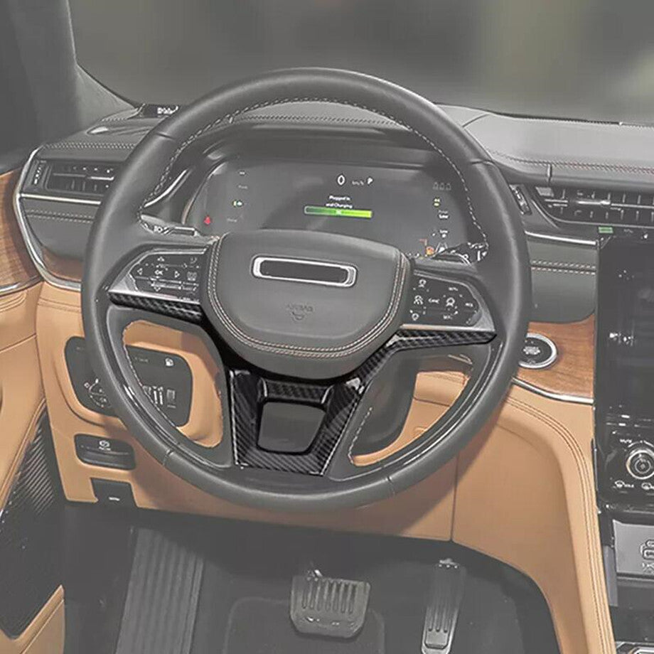 Car Steering Wheel Cover Trim for Jeep Grand Cherokee 22-2024 Accessories Carbon v