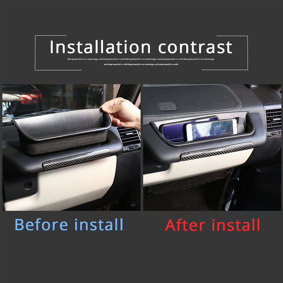 The interior passenger-side console central storage box is compatible with the G-Class W463 G500 (2004-18). n