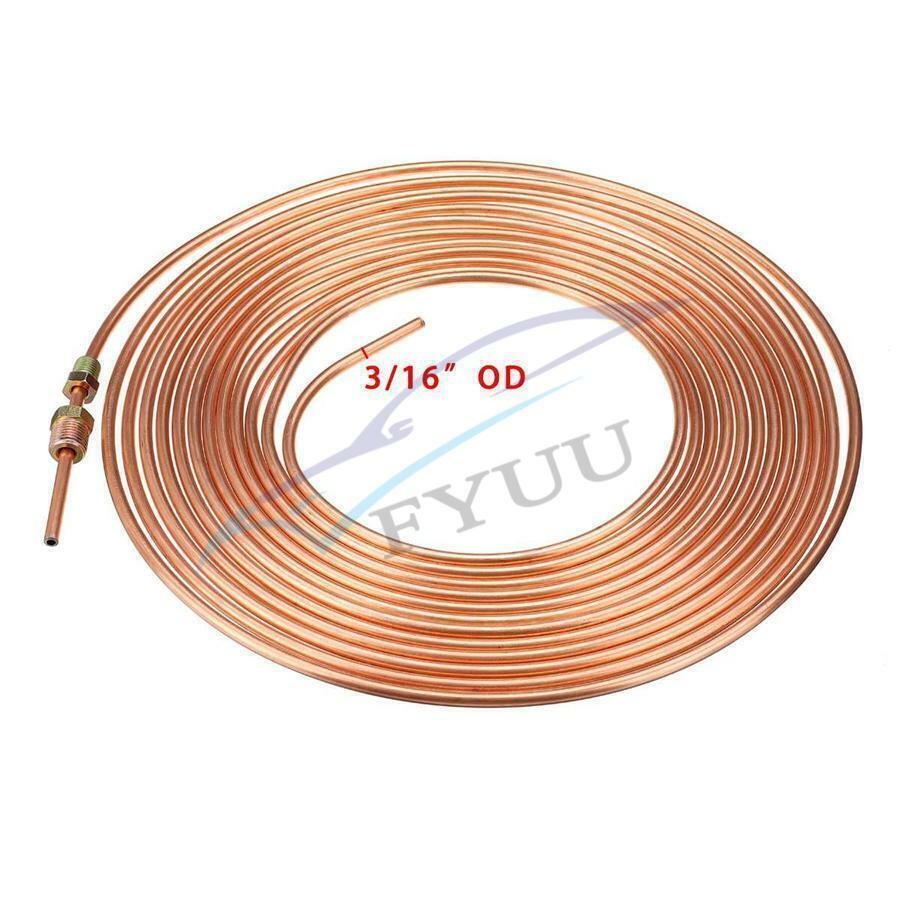 Car for SUV 25ft Copper Nickel 3/16 OD Brake Line Tubing With 16 Assort Fitting Nut Q