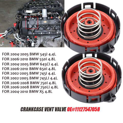 2Pcs Crankcase Ventilation Vent PCV Valve for BMW X5 550i 650i 750i 11127547058