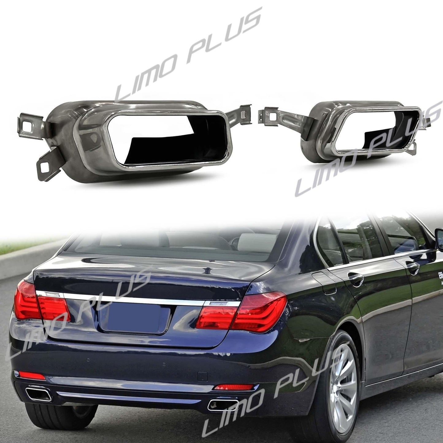 Chrome Quad Exhaust Tips Replace for BMW 760 F01 F02 M-Sport 2009-2015 Q