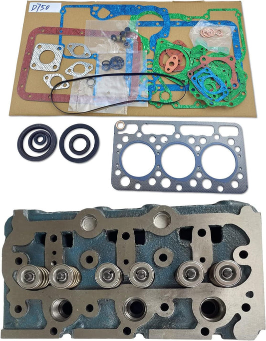 D750 Cylinder Head & Full Gasket Set Fits B5200 B7100 Tractor 220 320 Excavator Q