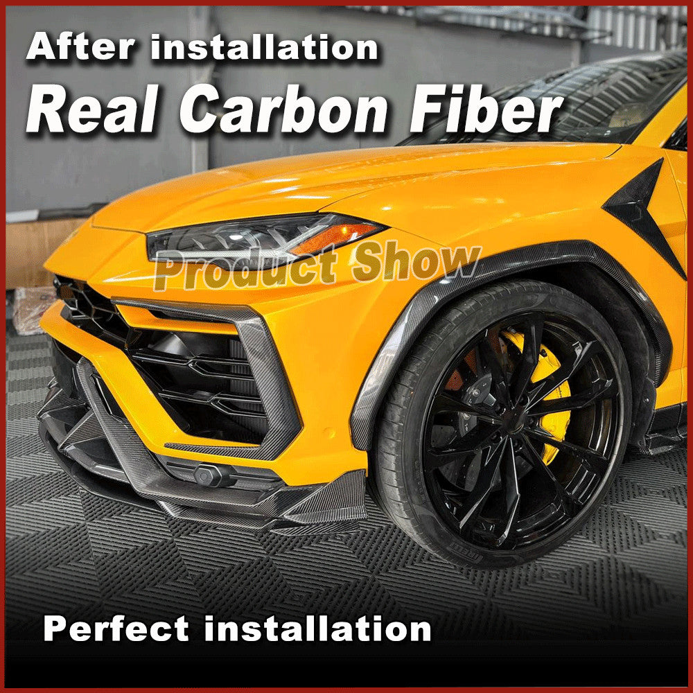 for Lamborghini Urus 2018-2021 Real Carbon Front Bumper Canards Fins Vent Cover