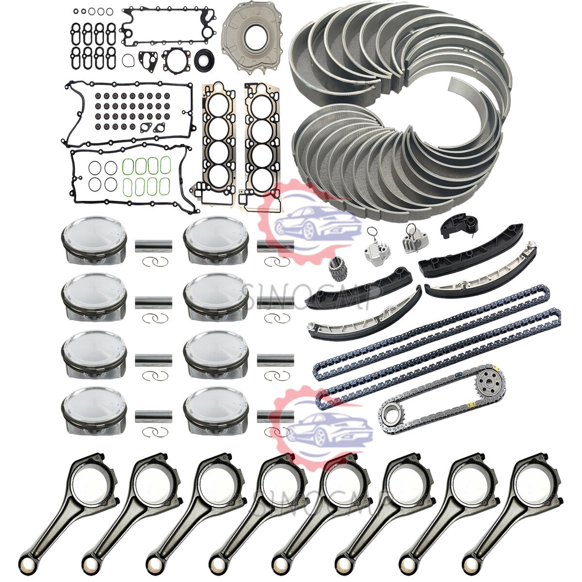 AJ133 Engine Rebuild Kit Piston Set Rings ROD BEARING Connecting Rod for Jaguar