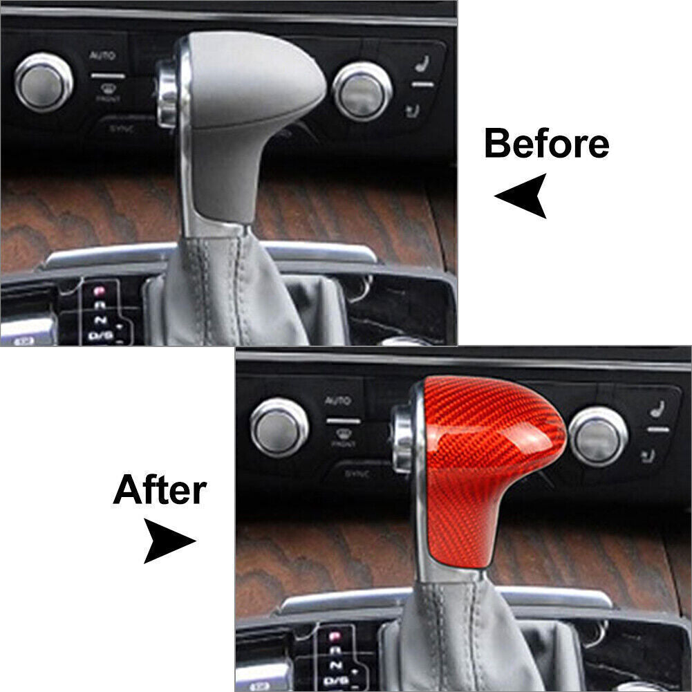 Carbon Fiber Style Gear Shift Knob Cover Cap Trim for Audi for A4 for A5 for A6 A7 Q5 Q7 ABS Q