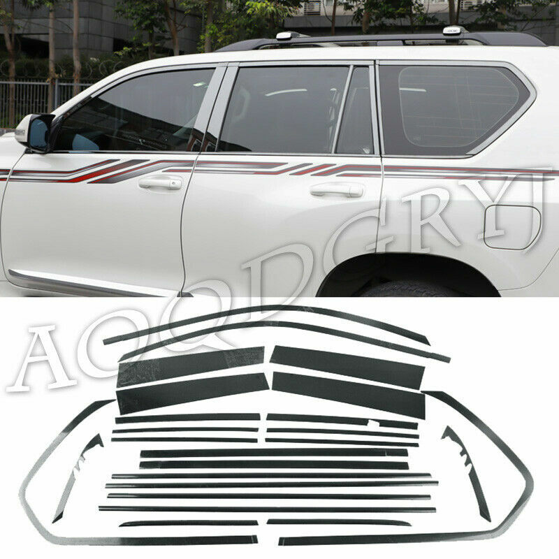 for Toyota Prado 2010-2021 Black steel Full Window Sill Trim Molding Cover trim