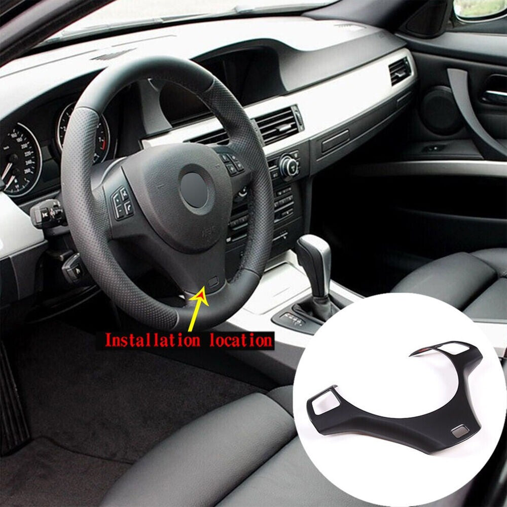 1x Glossy Black Steering Wheel Trim Cover For 2005-2012 3- E90 E92 E93 n