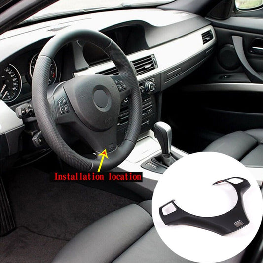 1x Glossy Black Steering Wheel Trim Cover For 2005-2012 3- E90 E92 E93 n