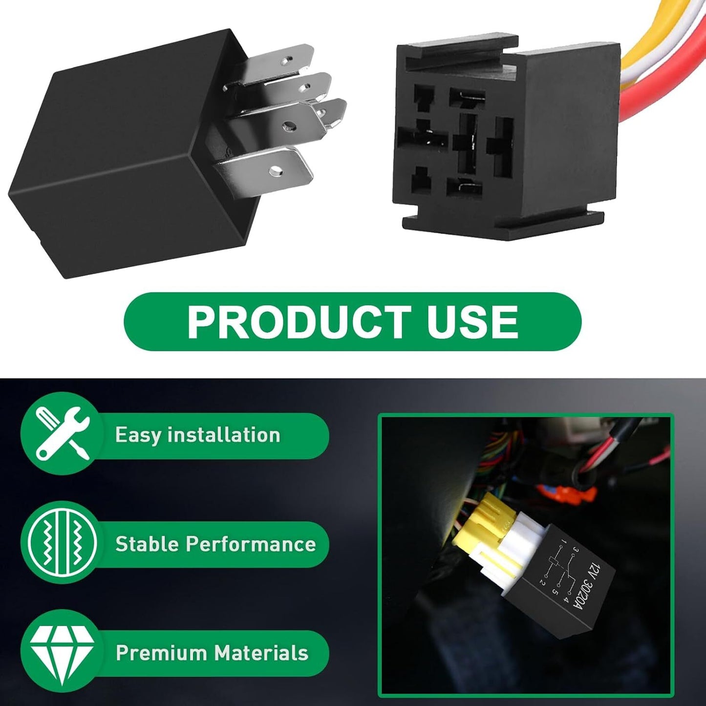 5pin Automotive Relays 12V 30A Trim Starter Relay for Engine Compartment from US