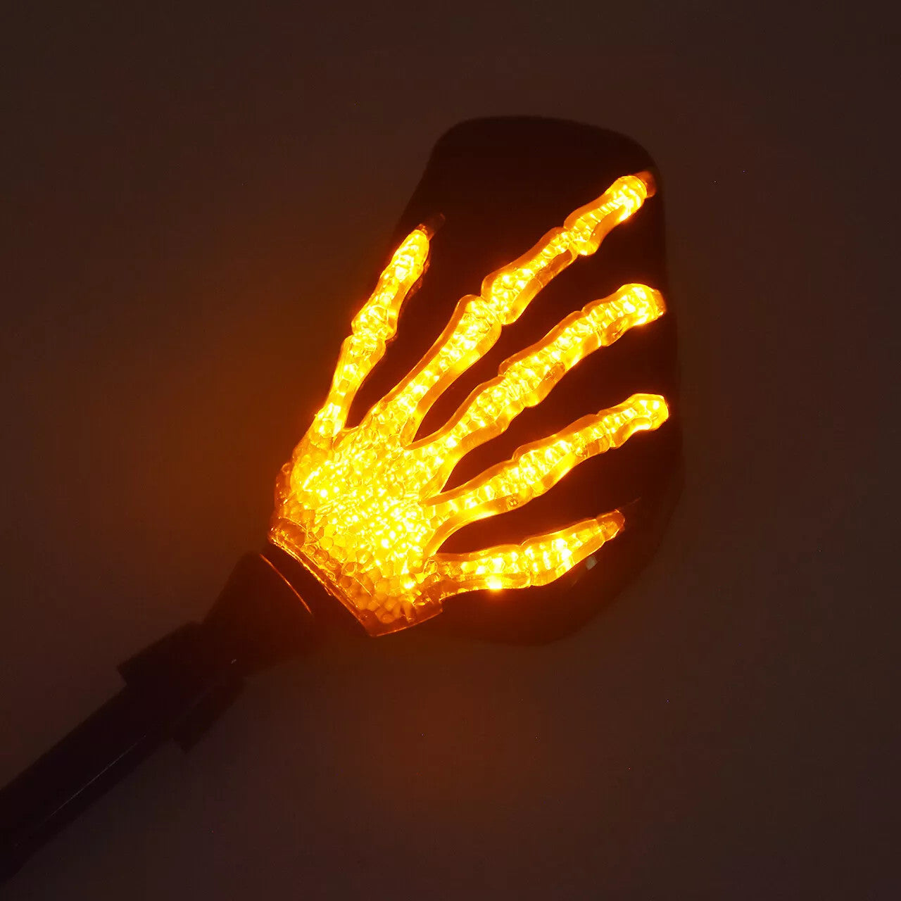 Motorcycle 8mm/10mm skeleton hand rearview mirror with turn signal - n