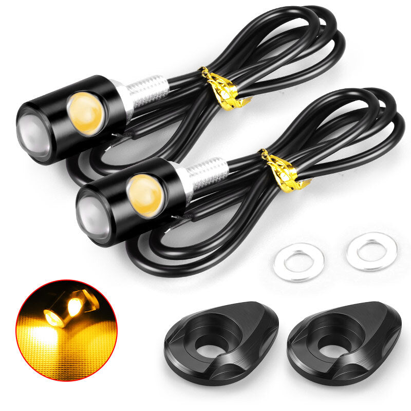 2PC Universal for Mini LED Motorcycle Turn Signal Indicator Amber Blinker Light Lamp