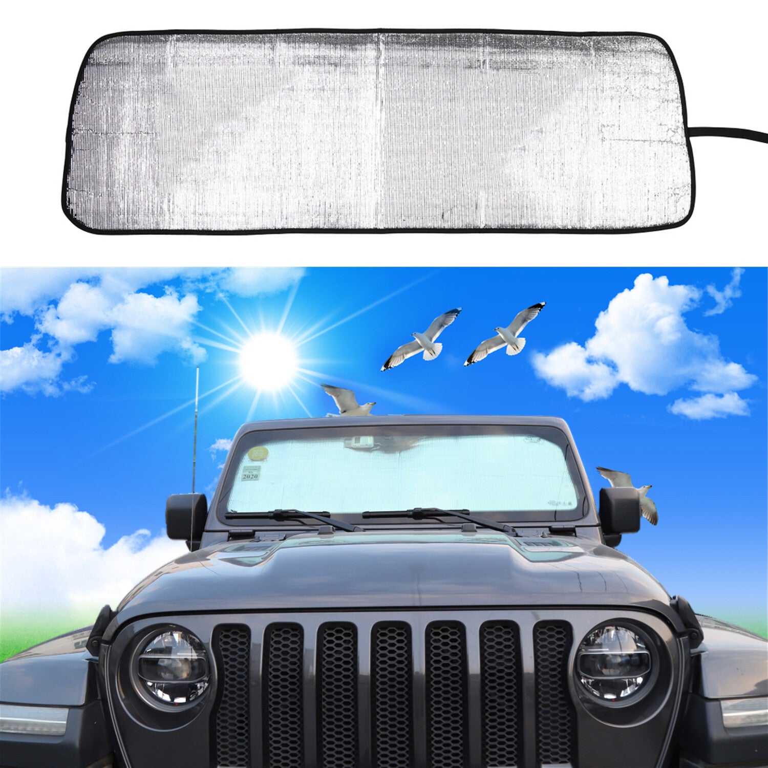 Windshield Sunshade Insulation Kit for 2018-2023 for Jeep for Wrangler JL JT 4XE 2/4Door