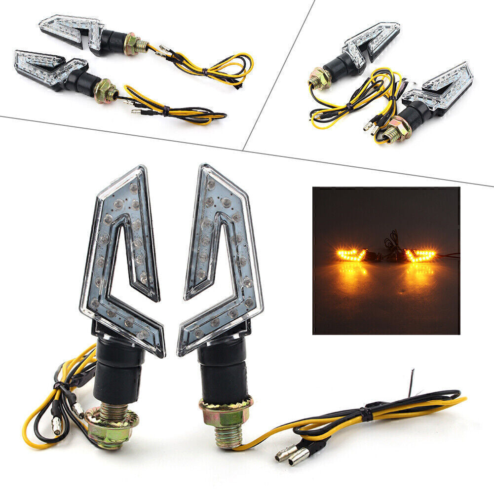 2pcs 15 LEDS Universal Motorcycle LED Amber Turn Signal Light Blinker Indicator Q
