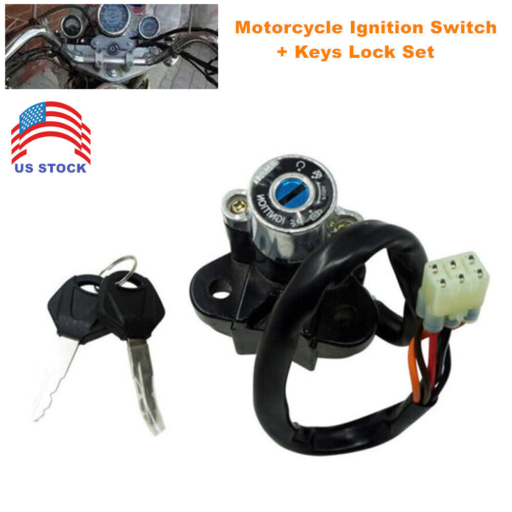 Universal Motorcycle and Bicycle Ignition Switch Lock Set with 2-Piece Key Set n