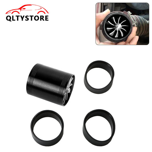 Car Air Intake Turbonator Double Fan Universal Turbine Gas Fuel Saver Turbo Blk