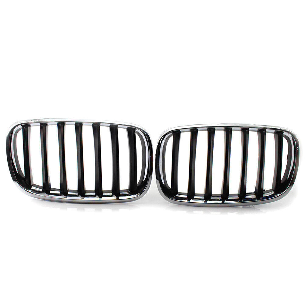 Chrome Frame Shiny Black Slat Grill Car Grille for BMW X5 X6 E70 E71 2008-2013