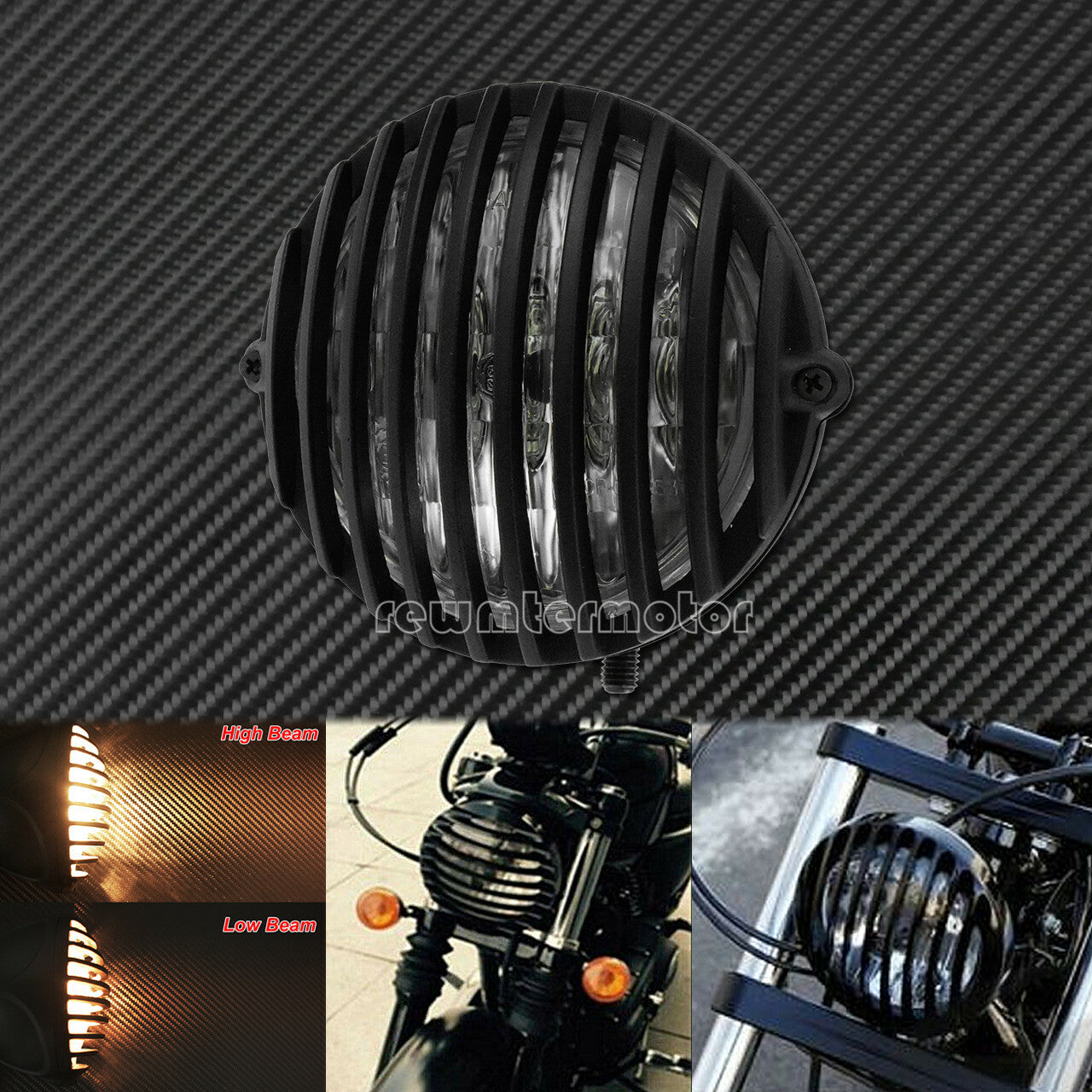 Front Motorcycle Headlight Grill Cover Fit for Harley Cafe Racer Chopper Bobber Q